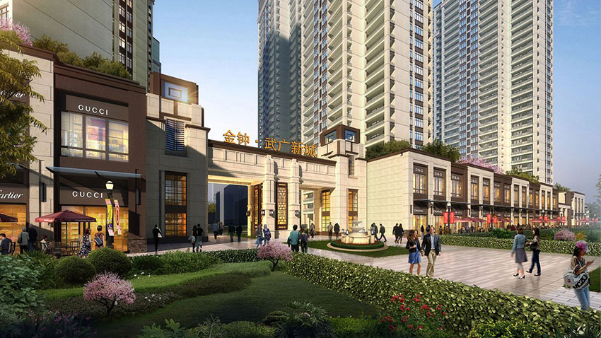 衡阳金钟武广新城怎么样?项目位于珠晖区东三环与雁城东路交汇处,总占地面积68206㎡,绿化率42%，小区楼栋总数为7栋，规划住宅总户数1372户。