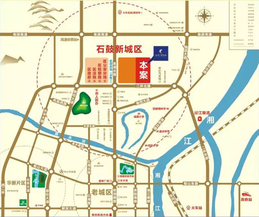衡阳北建理想城怎么样?项目位于石鼓区蒸湘北路与二环北路的交汇处,占地面积约80亩,项目由10栋高层组成,小区规划户数1144户,由开发商衡阳中瑞麟置业集团有限公司打造。