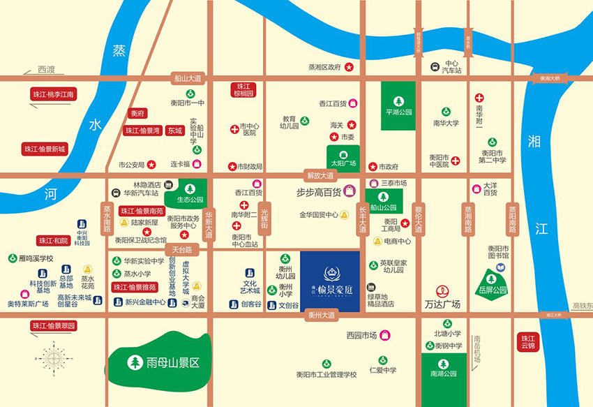 衡阳珠江愉景豪庭房子怎么样?项目位于蒸湘区长丰大道与衡州大道交汇处，总占地面积37562.7㎡，小区规划楼栋总数为7栋，住宅总户数782户，由开发商衡阳和合置业有限公司打造。