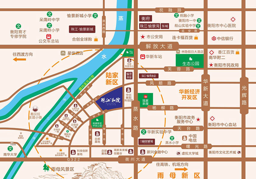 衡阳珠江和院怎么样?项目位于蒸湘区陆家新区风顺西路与新桥路交汇处，总占地面积42695.63㎡，小区楼栋总数10栋，停车位1001个，产品涵盖商墅、空中四合院。