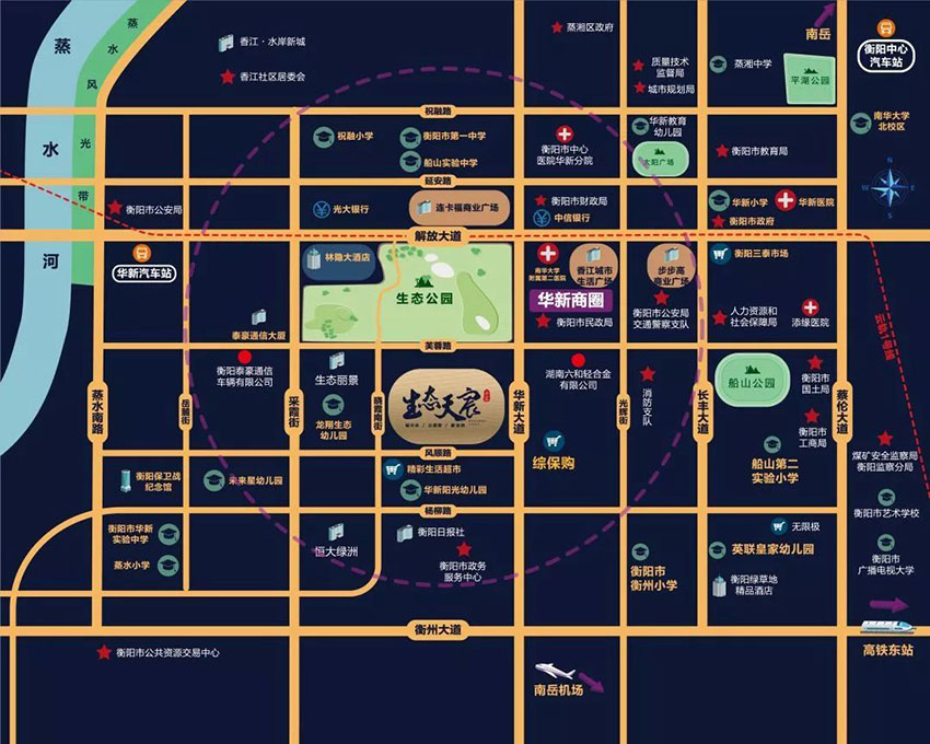 衡阳生态天宸怎么样?项目占地面积29449.27㎡，实际建筑面积111953.32㎡，小区规划总户数505户，停车位737个，项目涵盖3栋洋房，4栋高层住宅，1栋酒店写字楼组成。