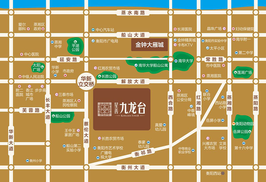 衡阳星善九龙台怎么样?项目建筑面积约41万方，项目规划住宅1228户，停车位2473个；涵盖国际5A级写字楼、精品公寓；项目位于蒸湘区解放西路73号（华新立交桥旁）。