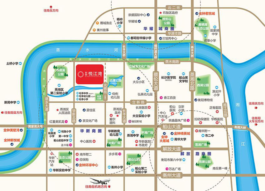 衡阳金钟悦江湾怎么样?项目位于蒸湘区蒸水南路与光辉北街交汇处，总占地面积13769.5㎡，实际建筑面积约5万㎡，小区规划楼栋总数2栋，规划住宅总户数351户。