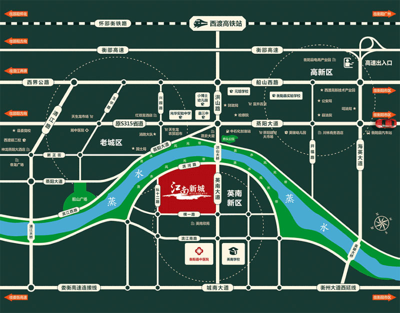 衡阳县江南新城怎么样?项目占地面积81053.9㎡，实际建筑面积257858.0㎡，容积率3.00 ；江南春城位于衡阳县洪山大桥与横一路交汇处(镇六校往北200米) 。