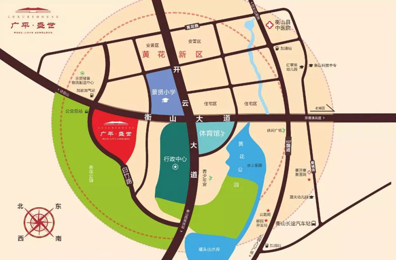 ​衡山广平盛世怎么样?项目总占地75亩，总建筑面积约18万方，由8栋高层组成，项目打造约27000㎡中心园林，社区内配有篮球场、广平盛世位于衡山县黄花新区衡山大道景贤小学西侧。