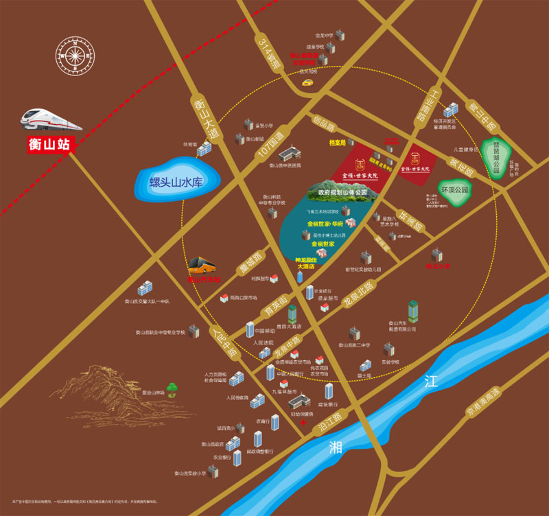 ​衡山​金领世家大院怎么样?项目占地面积36133.3㎡，实际建筑面积134031.37㎡，容积率2.97，绿化率35.04%，项目位于金领世家大院位于衡山县政务中心旁。