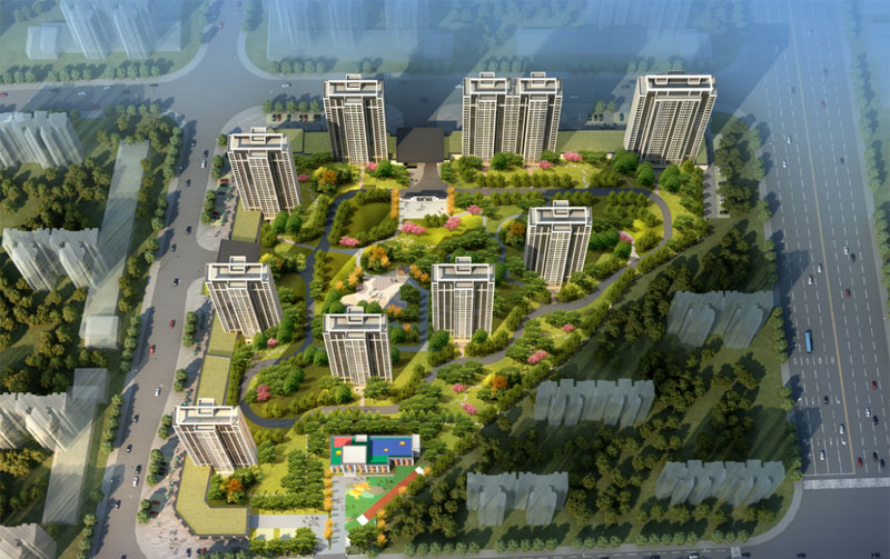 常德美韵馨城位于常德武陵区常东路与碑吉边路交汇处，项目总占地面积约60亩，实际总建筑面积约14万平方米，其中地下室面积约3万平方米，地上建筑面积约11万平方米，包含7栋26层住宅、2栋23层住宅以及1栋幼儿园。