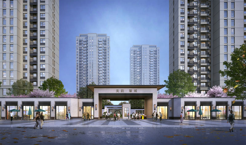 常德美韵馨城位于常德武陵区常东路与碑吉边路交汇处，项目总占地面积约60亩，实际总建筑面积约14万平方米，其中地下室面积约3万平方米，地上建筑面积约11万平方米，包含7栋26层住宅、2栋23层住宅以及1栋幼儿园。
