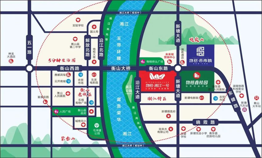 衡东物格湘江一号好不好?项目总占地面积14534.26平米，实际总建筑面积108723.38平米，小区规划为6栋现代风格的高层住宅。项目位于衡东县衡山大桥东1号。