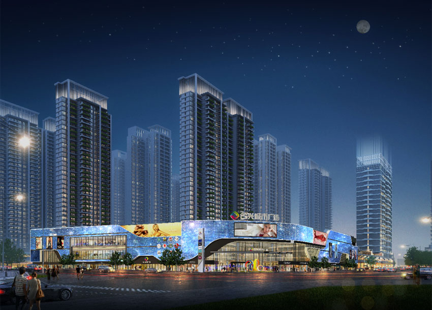 耒阳合兴中心城位于耒阳107国道与新城一路交汇处，集合体验式购物中心、休闲生活广场、精品酒店、SOHO公寓、绿色居所等复合业态，打造约62万方城市综合体。