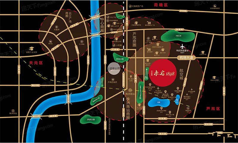 株洲未名1898位于芦淞机场大道与千亿大道交汇处西南角,咨询电话4000-736-088转2110,总占地面积约255亩,有关株洲未名1898楼盘房价,位置,户型图及相关评价等详情尽在好房汇