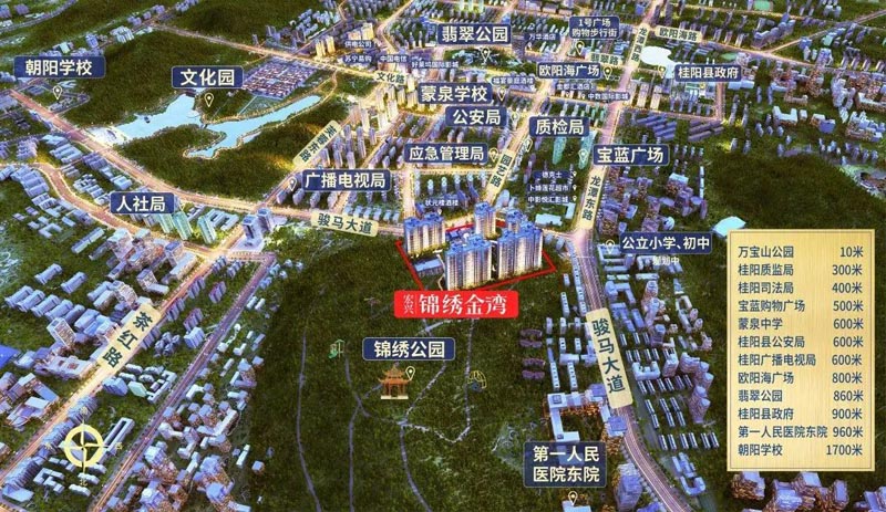 桂阳锦绣金湾房子值得买吗？项目占地面积35107㎡，而景观面积就有29552㎡之多。开发商秉承自然、健康、休闲的特质，以高达40%的绿化率和整体低至2.6的容积率。