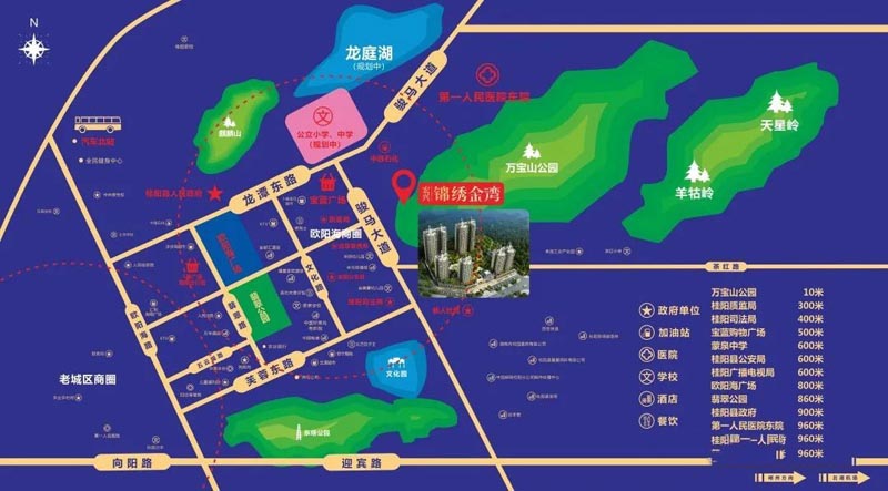 桂阳锦绣金湾房子值得买吗？项目占地面积35107㎡，而景观面积就有29552㎡之多。开发商秉承自然、健康、休闲的特质，以高达40%的绿化率和整体低至2.6的容积率。