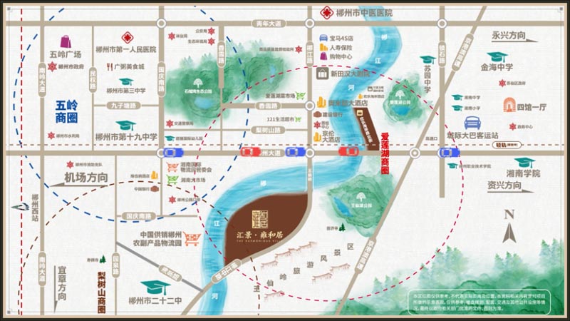 郴州汇景雍和居怎么样？项目总占地107319平米，实际建面约268297.49平米，小区规划住宅2094户，绿化率35.5%，停车位1913个；楼盘坐落郴州市郴江中路与郴江河交汇处（王仙桥旁）。