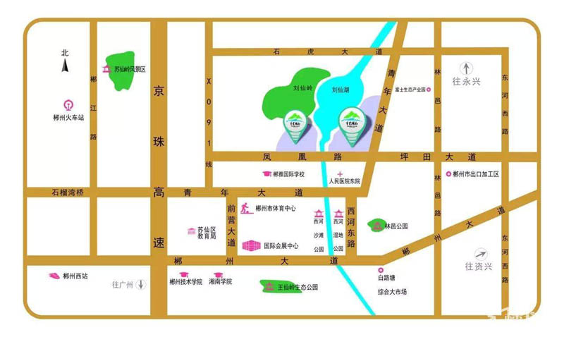 郴州华一千里湖山楼盘怎么样？项目二期占地面积100亩，总建筑面积约29万㎡，由15栋（层高30~31层）高层住宅组成，规划户数1701户，地下车位1633个，绿化率35.2%。