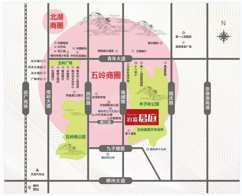 郴州泊富君庭房子值得买吗？项目总占地80000平米，楼盘实际建面约320000平米，小区规划总住宅2290户，停车位1969个；周边配有郴州市***人民医院南院、三十九完小和九中。