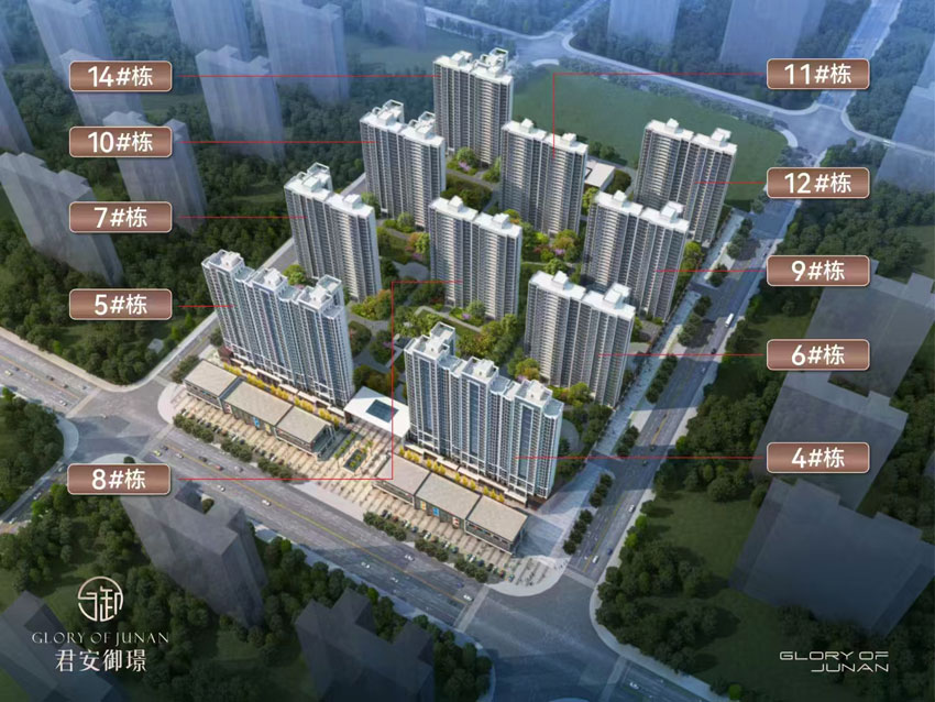 常宁君安御璟规模可观，项目总占地面积达 78165.9㎡，总建筑面积为 245626.4㎡ ，容积率为 3.0。尤为值得一提的是，这里规划有约 3 万㎡的中心景观园林，为业主勾勒出一片充满诗意与自然的生活天地。