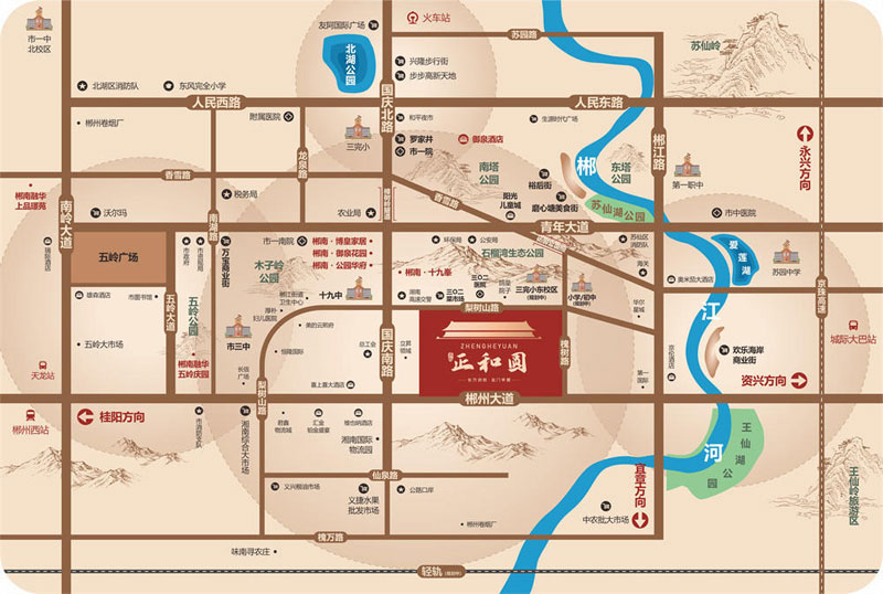 郴州鑫汇正和圆项目占地规模约 126 亩，建筑面积达约 37 万方，规模宏大。项目容积率为 3.5，绿化率 30%，在居住空间与绿化环境间寻得平衡，既保证了居住的集中度，又为业主营造出绿意相伴的生活氛围。