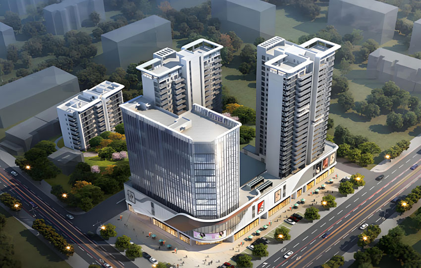 汨罗正源宏盛楼盘占地面积 9541㎡，总建筑面积达 46183㎡ ，虽占地规模不算大，但容积率为 3.99，让土地得到了高效利用。整个项目规划精妙，由三栋住宅、一栋公寓以及商业综合体共同构成，将居住