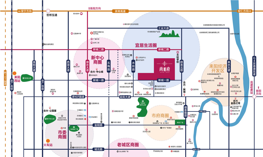 耒阳中心城尚府占地72 亩，约 17 万方的总建筑面积，规模颇为可观。35% 的绿化率，营造出清新宜人的居住环境；3.0 的容积率，实现空间合理布局。小区规划总户数 1090 户，