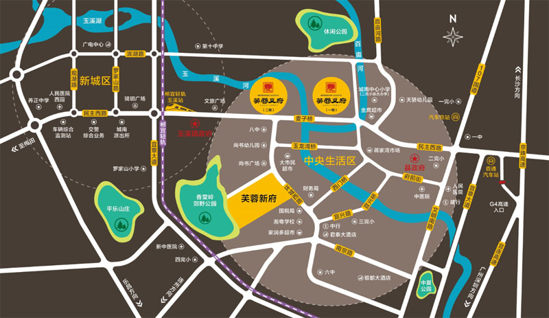 宜章芙蓉新府尚书房位于宜章县尚书广场旁，周边有尚书幼儿园、天骄幼儿园、城南中心小学、湘一小学、七完小、宜章八中、星火广场、金鹰超市、蒋家湾市场、中医院、人民医院等。