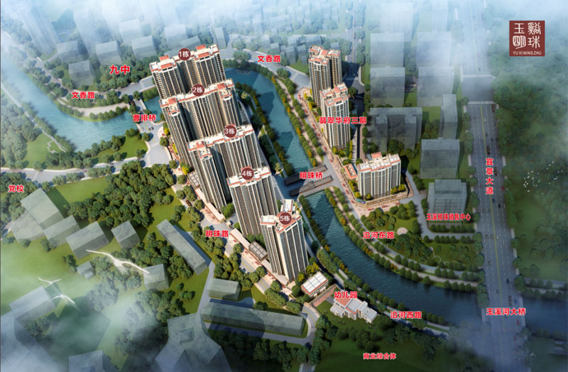 宜章玉溪明珠位于宜章县九中河对面，临水而建，周边配套完善，项目户型为建面约105-210㎡（3房/4房/6房），由宜章玉溪河综合投资开发有限公司将心打造。