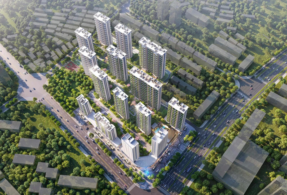 岳阳天伦云锦院，雄踞洛王新天地正对面。项目占地约 5.4 万方，筑就 22 万方品质住区，2.7 低容积率搭配 35% 高绿地率，规划 987 户宜居户型，配备 1257 个车位，从容满足生活所需。